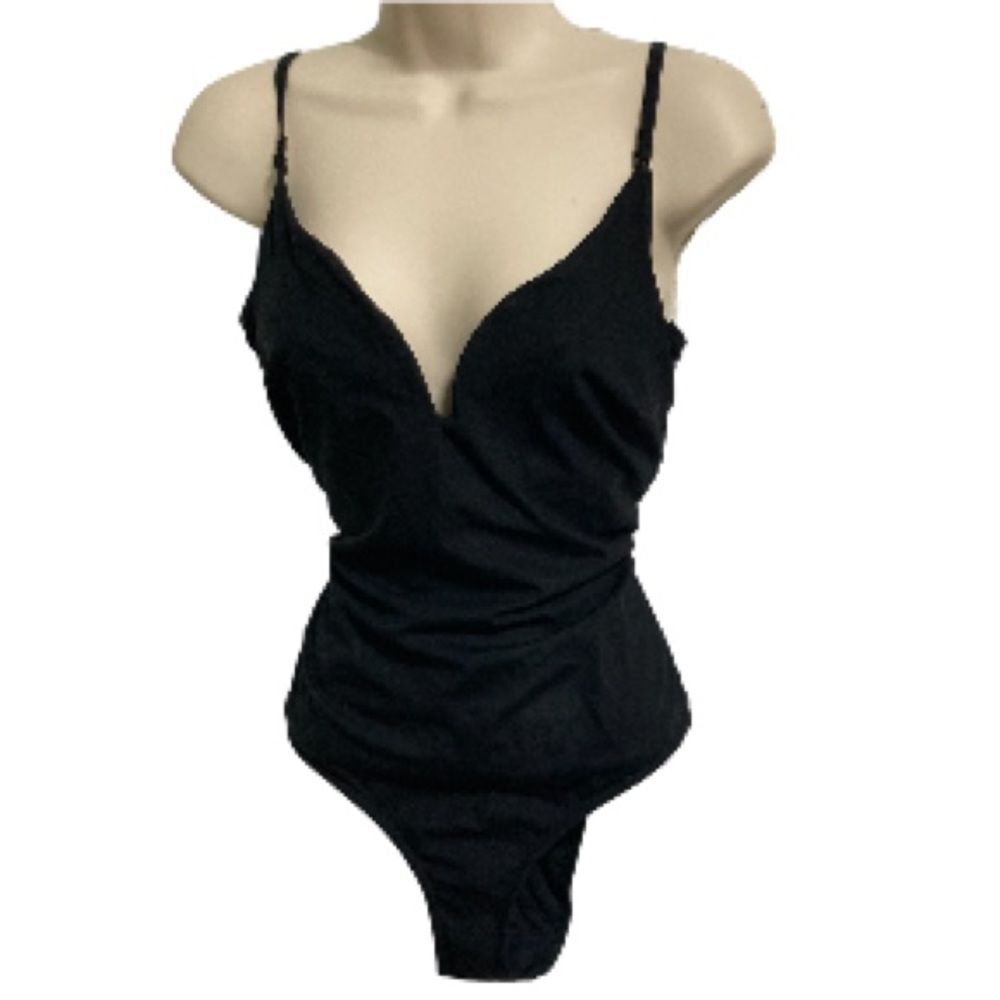 ZIMMERMANN Devi Plunge Sculpt Cutout 1 Piece Black Swimsuit Womens Size Medium